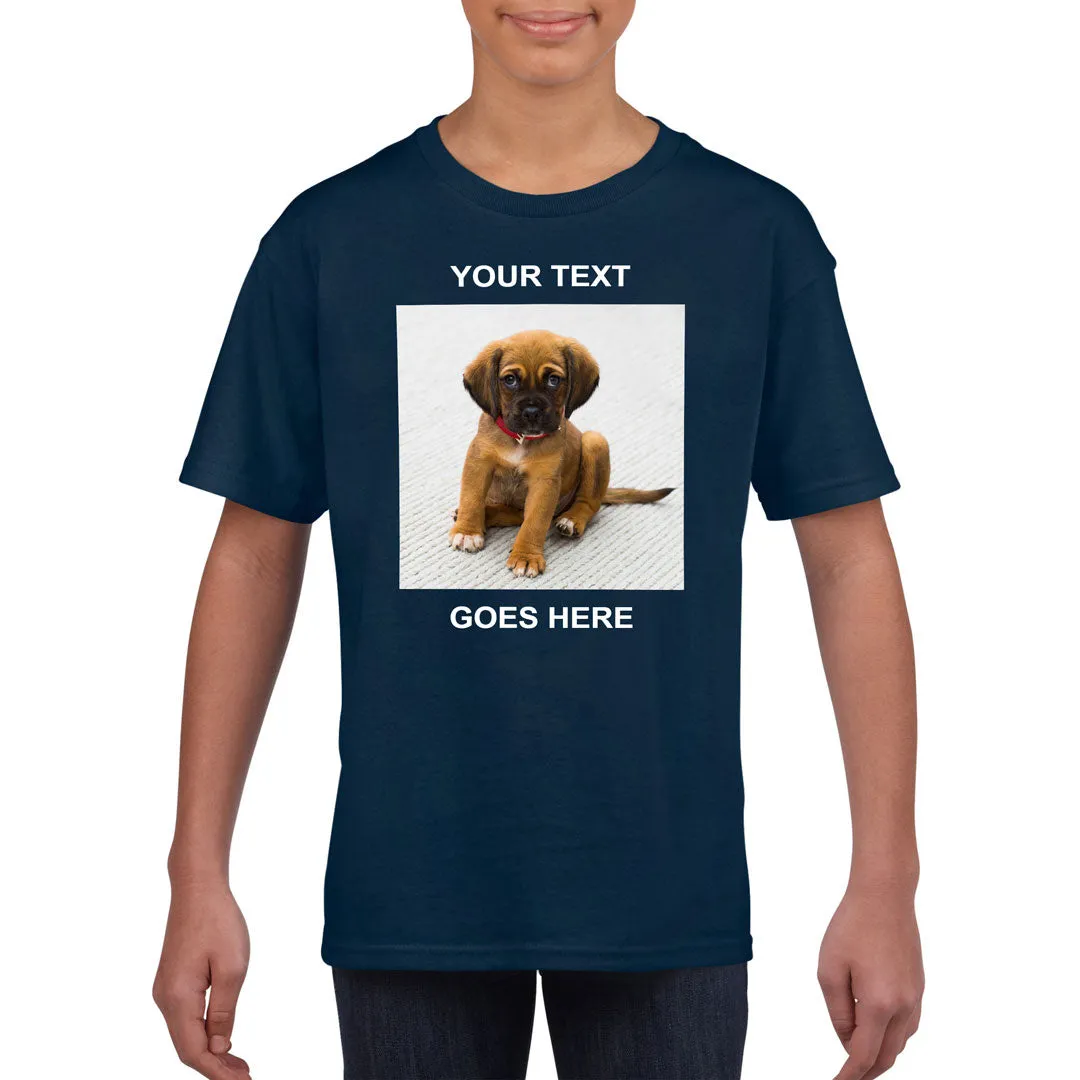 Personalised Kid's T-Shirt (Photo Upload with Text)