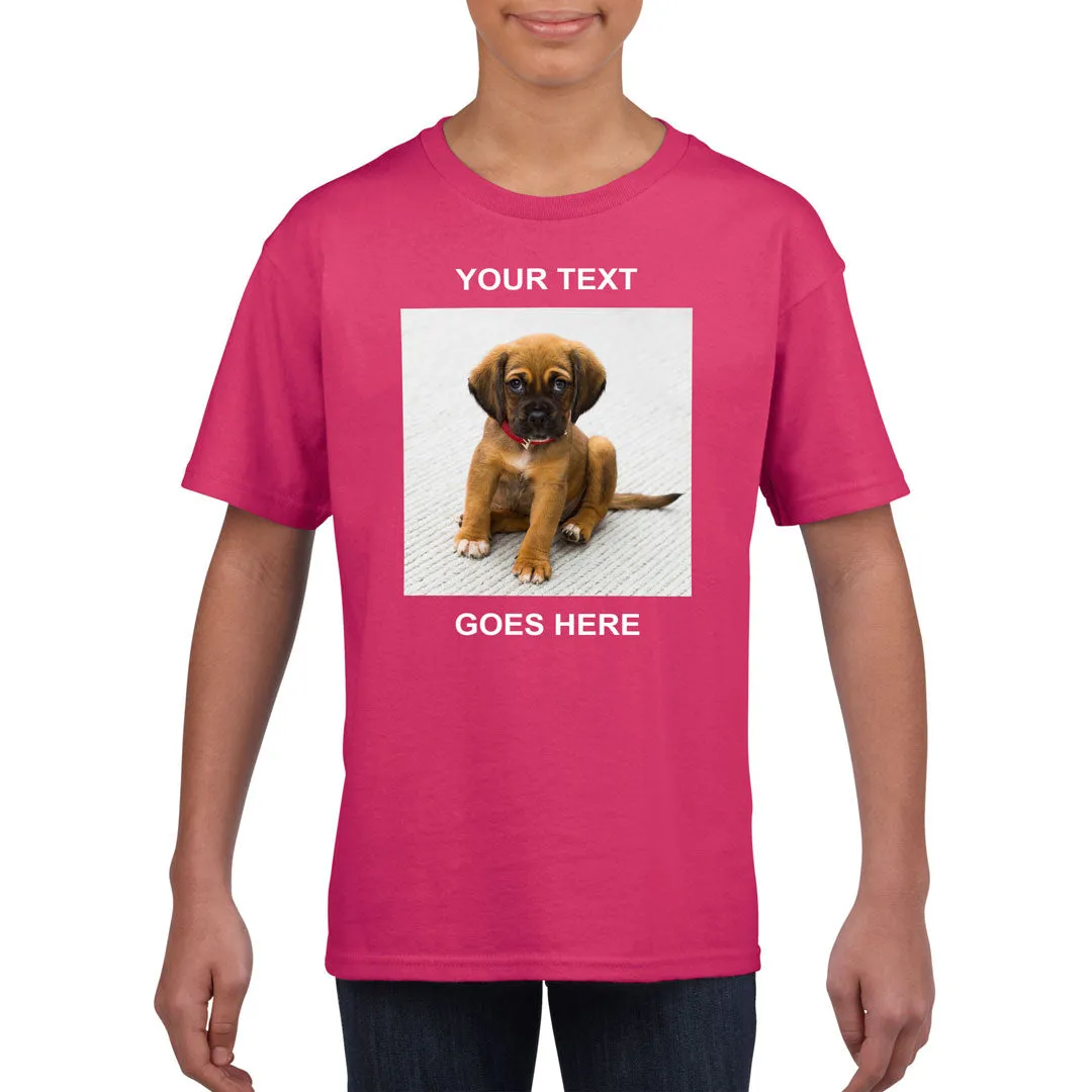 Personalised Kid's T-Shirt (Photo Upload with Text)