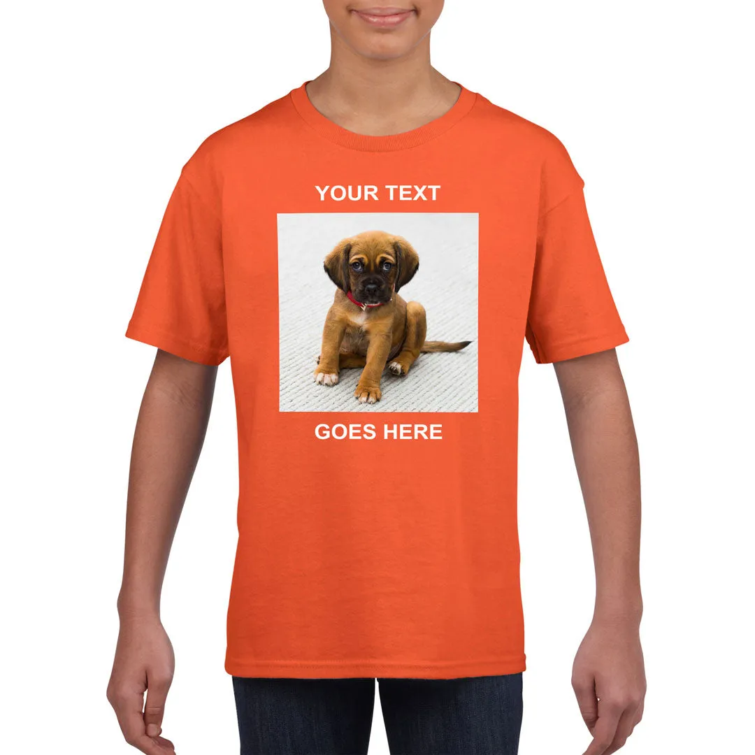 Personalised Kid's T-Shirt (Photo Upload with Text)