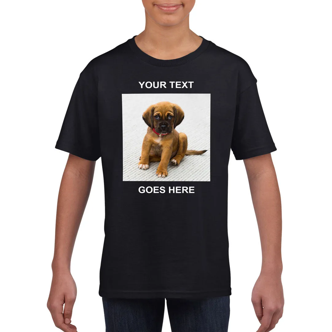 Personalised Kid's T-Shirt (Photo Upload with Text)