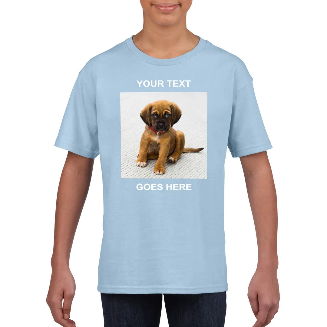 Personalised Kid's T-Shirt (Photo Upload with Text)