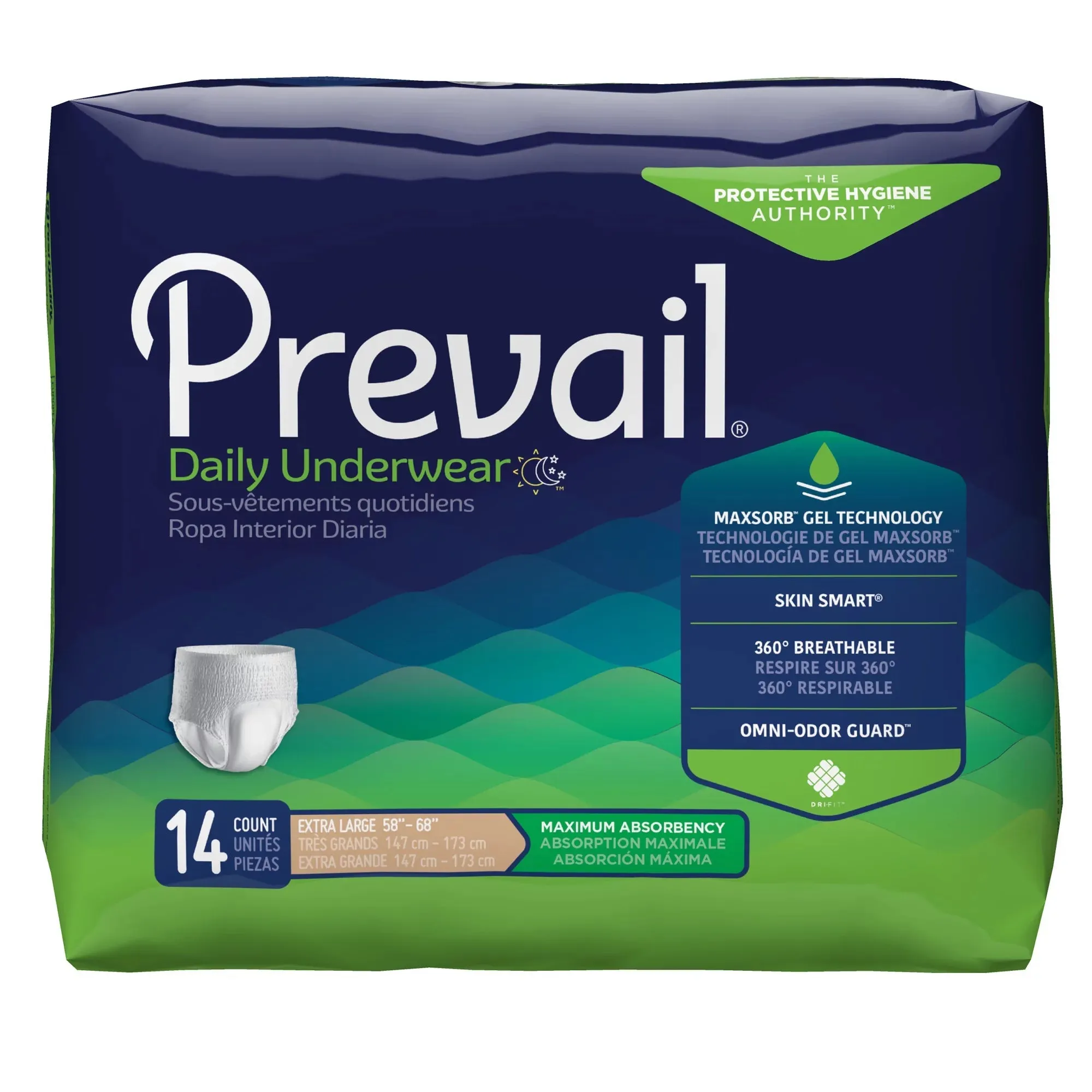 Prevail Adult Daily Disposable Underwear Pull Up Style Maximum Absorbency