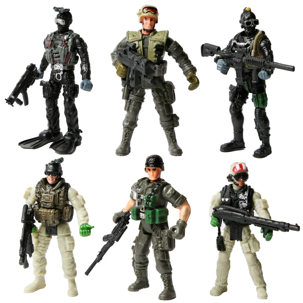 PROLOSO Military Soliders Playset Army Men Toy Special Forces Action Figures SWAT Rangers 6 Pcs