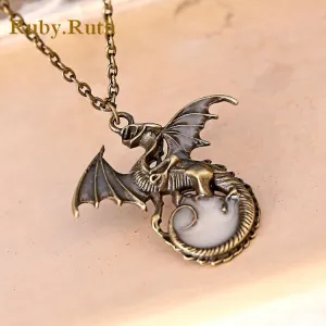 Punk Luminous Dragon Pendants & Necklaces DARK dragon amulet Sweater Chain Gift  2017