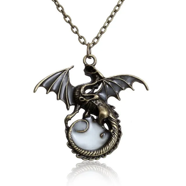 Punk Luminous Dragon Pendants & Necklaces DARK dragon amulet Sweater Chain Gift  2017