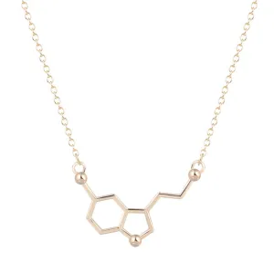 QIAMNI Serotonin Molecule Chemistry Geometric Polygon Pendant Necklace Minimalist Jewelry Christmas Party Gift for Girls Women