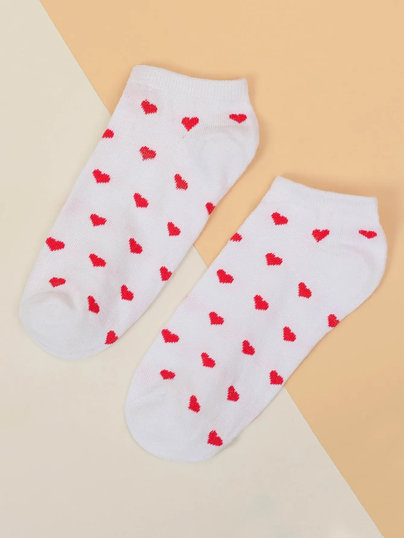 Red Hearts Pattern Ankle Socks Funny Socks for Women Novelty Socks Funky Socks