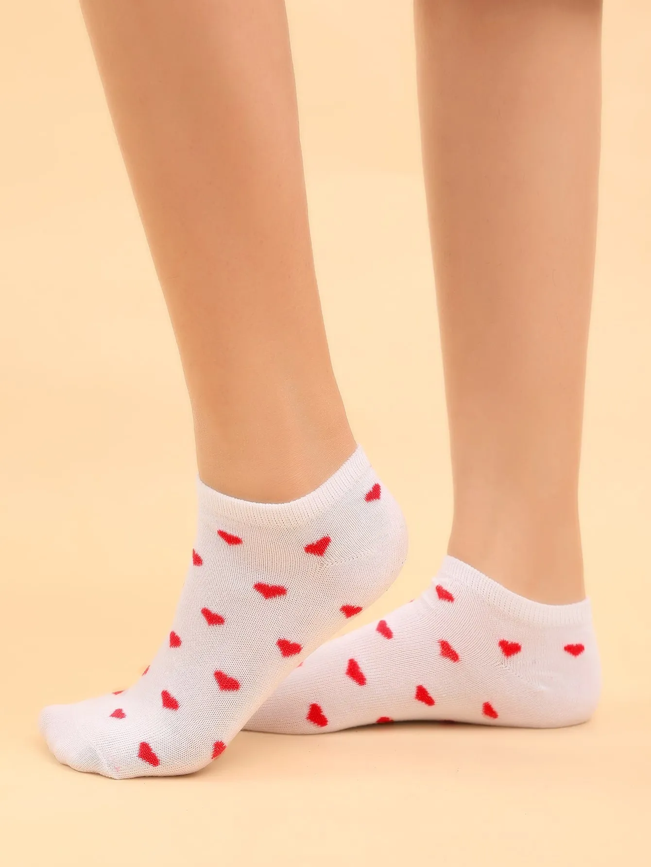 Red Hearts Pattern Ankle Socks Funny Socks for Women Novelty Socks Funky Socks