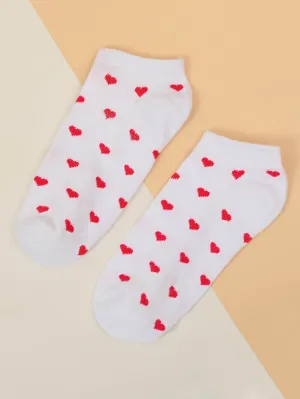 Red Hearts Pattern Ankle Socks Funny Socks for Women Novelty Socks Funky Socks