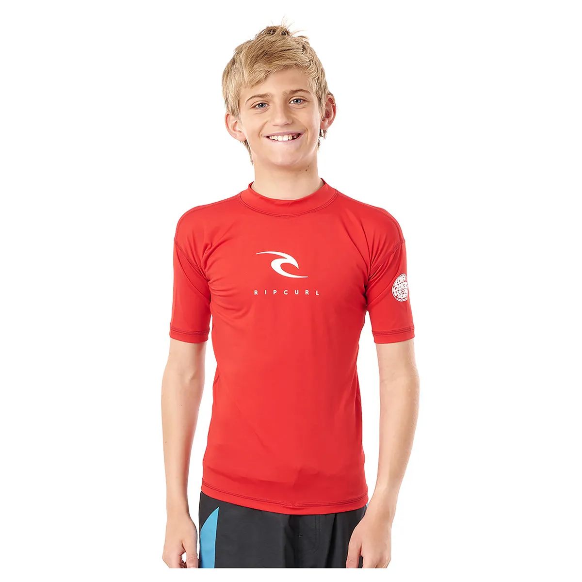 Rip Curl Boy's Corp Short Sleeve UV Tee - Red