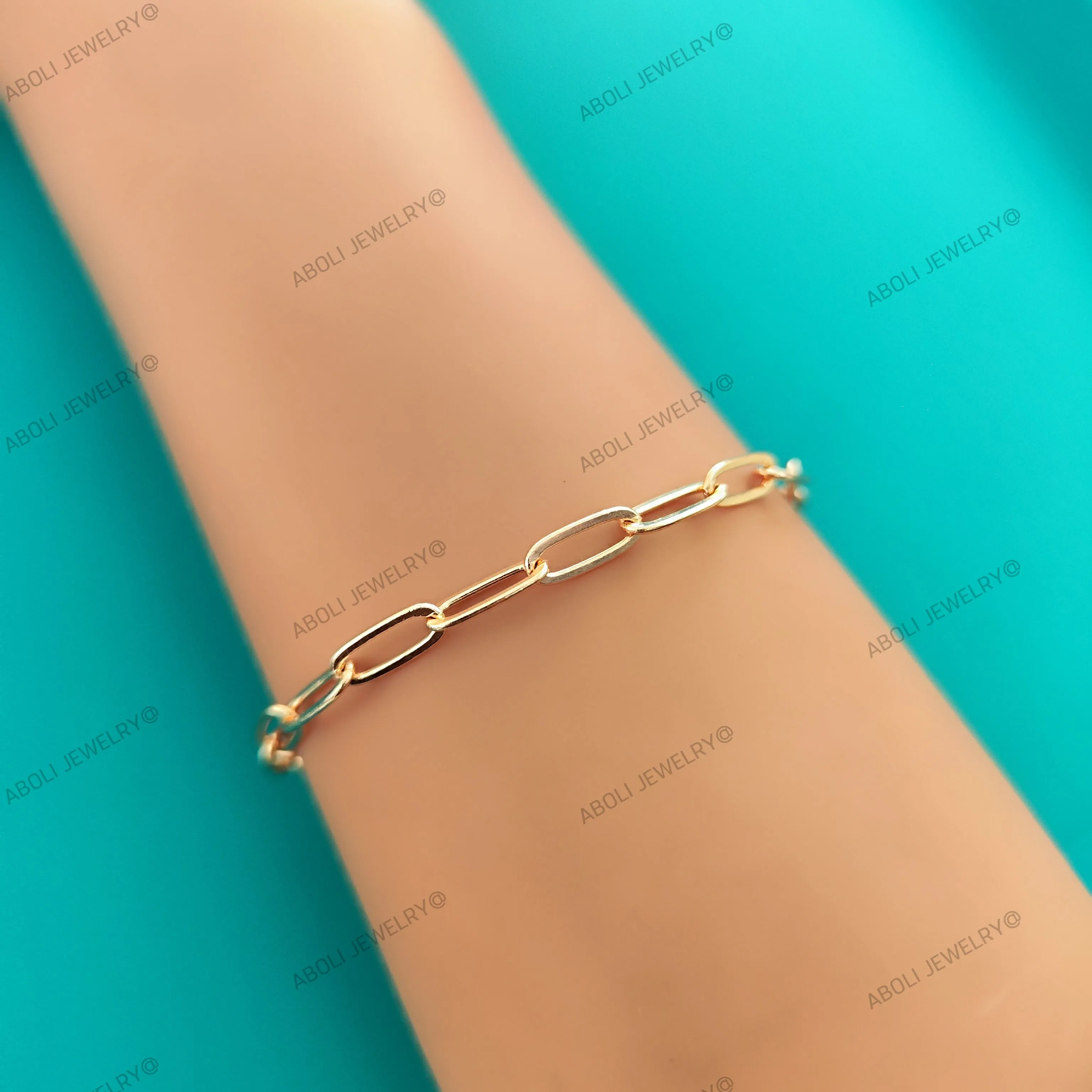 Rose gold paperclip bracelet chain Tarnish resistant brass big loops BCATRG6