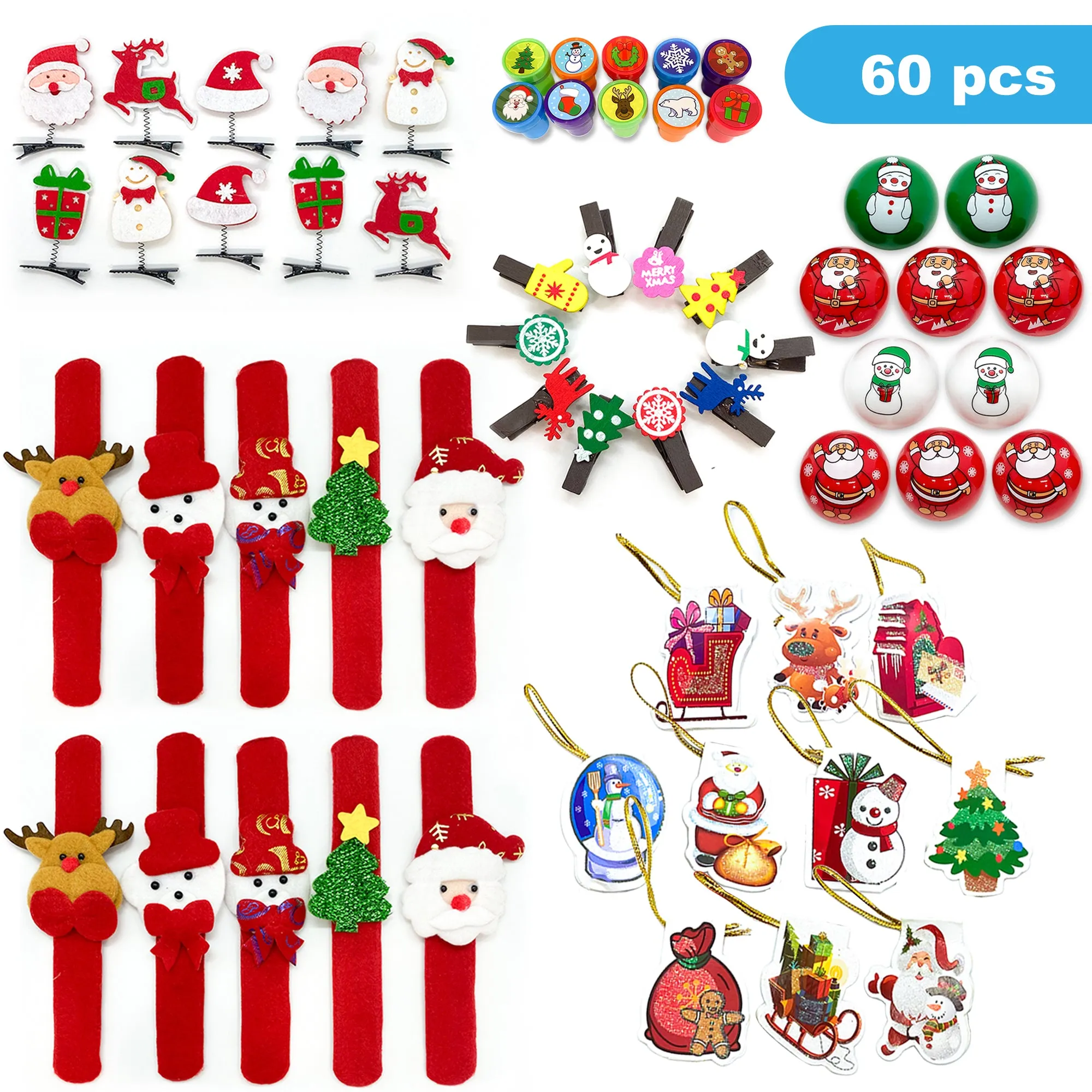 S SWIRLLINE Christmas Party Favors for Kids 60 PCS - Stocking Stuffers Bulk Small Toys for Kids Party Favors Goodie Bags Stuffers Treats - Pinata Fill