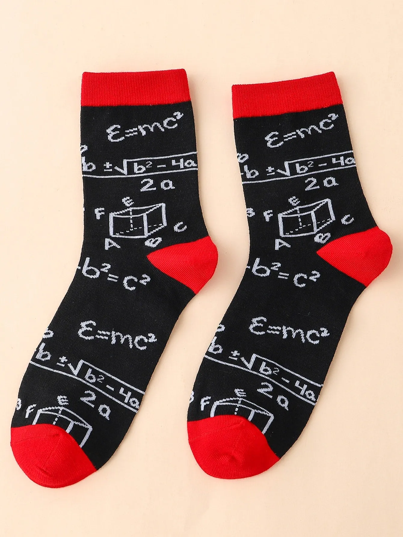 Science Math Pattern Crew Socks Funny Socks for Men Novelty Socks Funky Socks