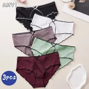 Seamless Triangle Midriff Women's Underwear,european And American Style,sexy Panties,cute Girls Triangle Pants,3pcs Per Package