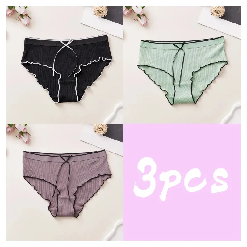 Seamless Triangle Midriff Women's Underwear,european And American Style,sexy Panties,cute Girls Triangle Pants,3pcs Per Package