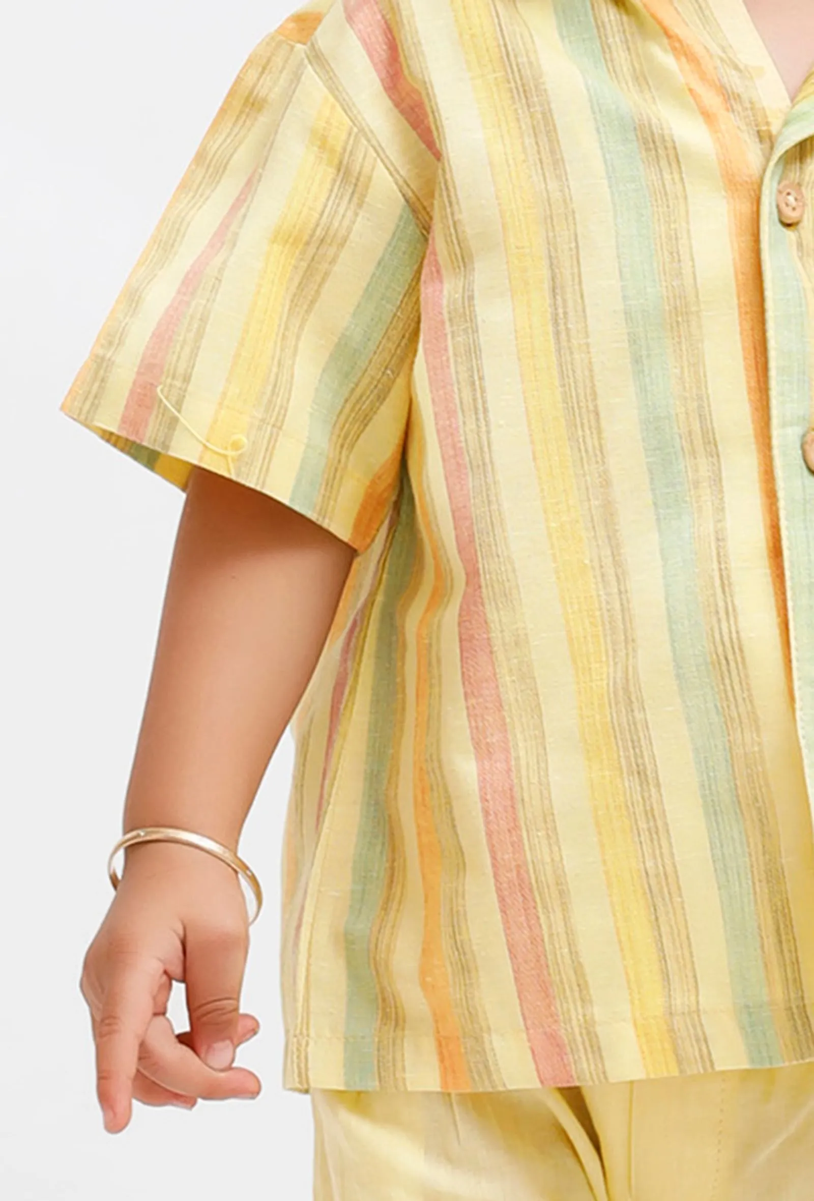 Set Of 2: Yellow Striped Shirt and Yellow shorts