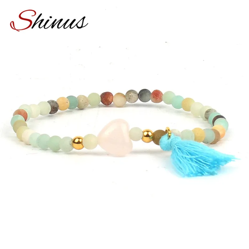 Shinus Bracelet Chakra Bracelets Women Boho Tassel Jewelry Natural Stone Beads Bohemian Handmade Love Heart Meditation Healing