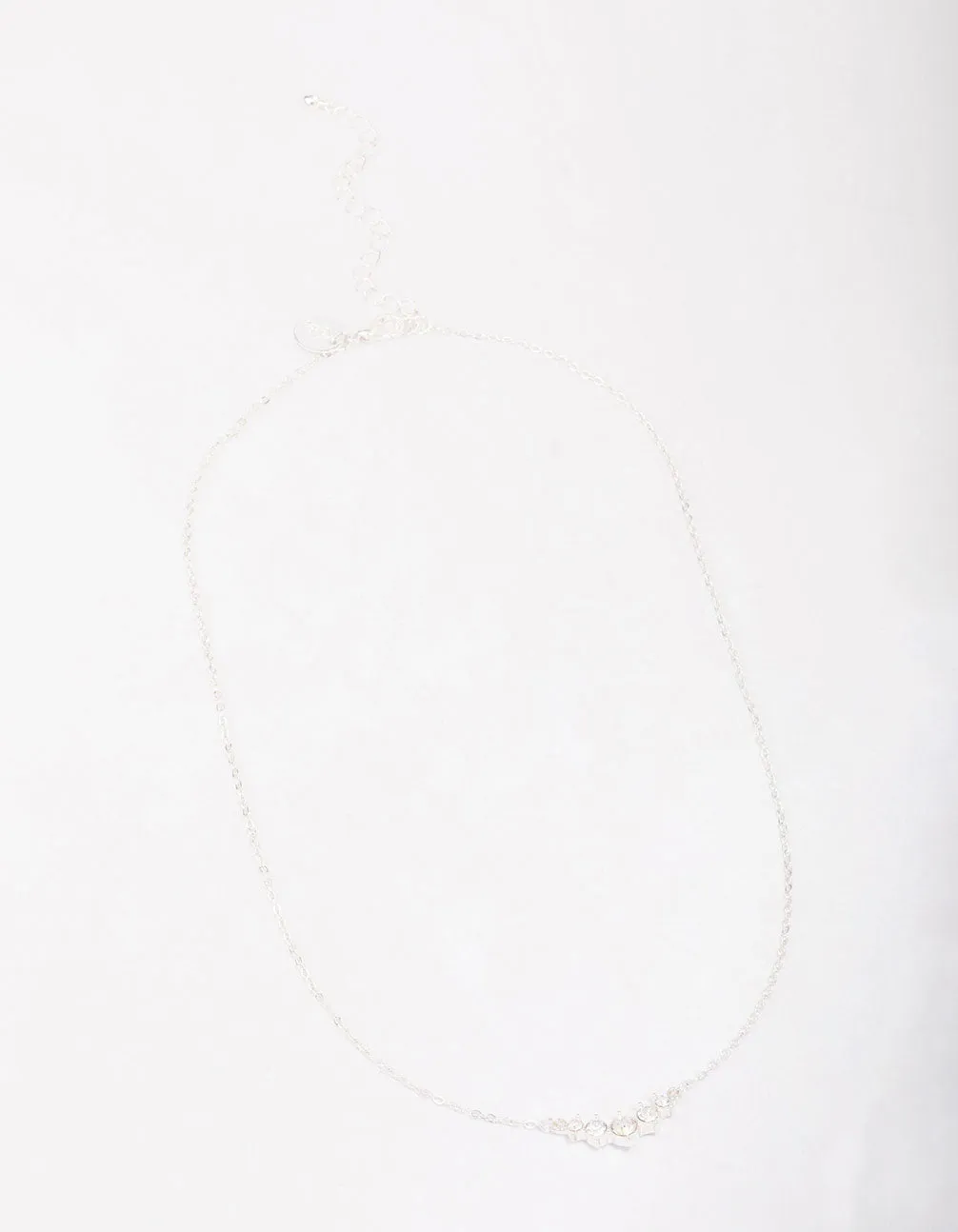 Silver Graduating Diamante Chain Necklace