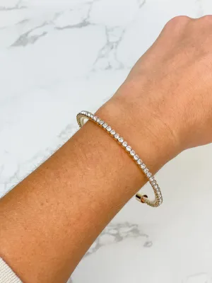 Simple Rhinestone Cuff Bracelet - Gold