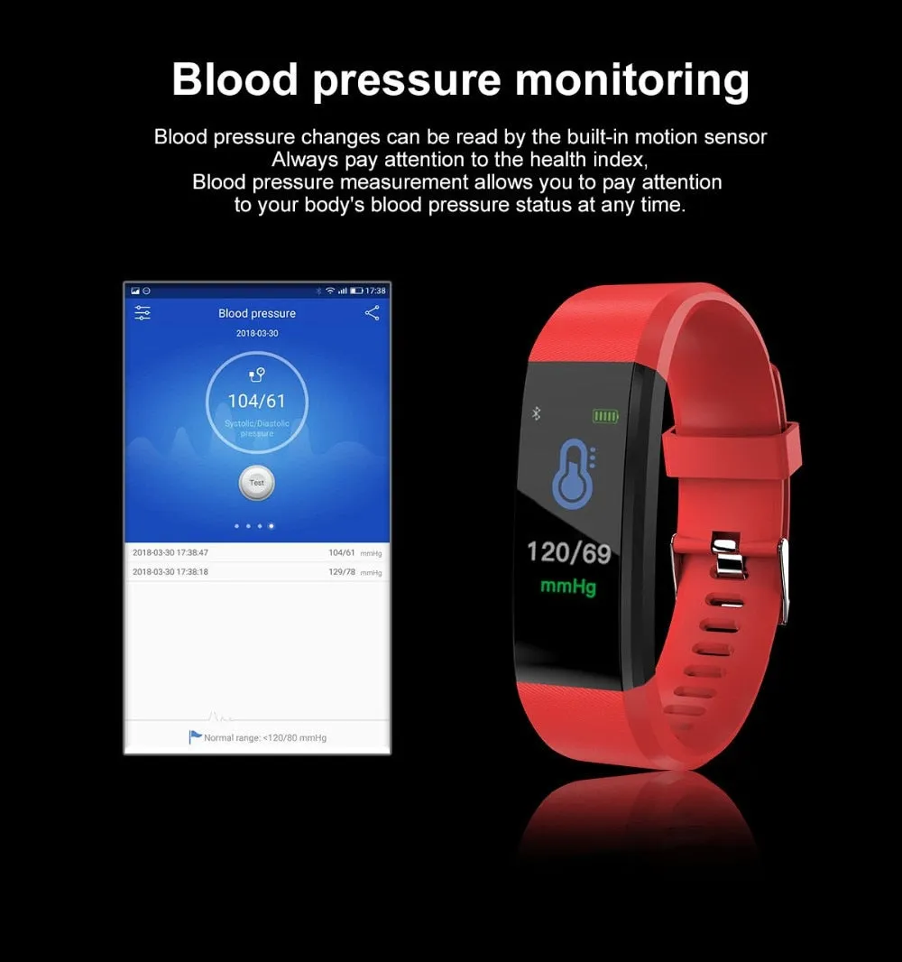 Smart Bracelet Heart Rate Monitor Blood Pressure Monitor Fitness Watches Step Counter Message Push pk fitbits mi Band 2 3