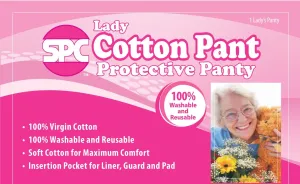 SPC Women's Protective Underwear, Reusable Cotton Panty