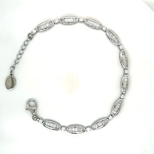 Sterling Silver Channel Set Baguette CZ Bracelet