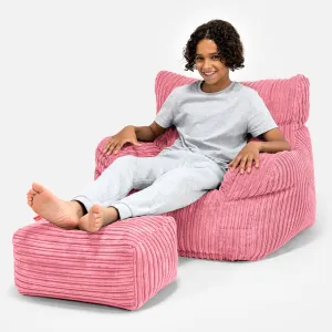 Teens Bean Bag Armchair 6-14 yr - Cord Coral Pink