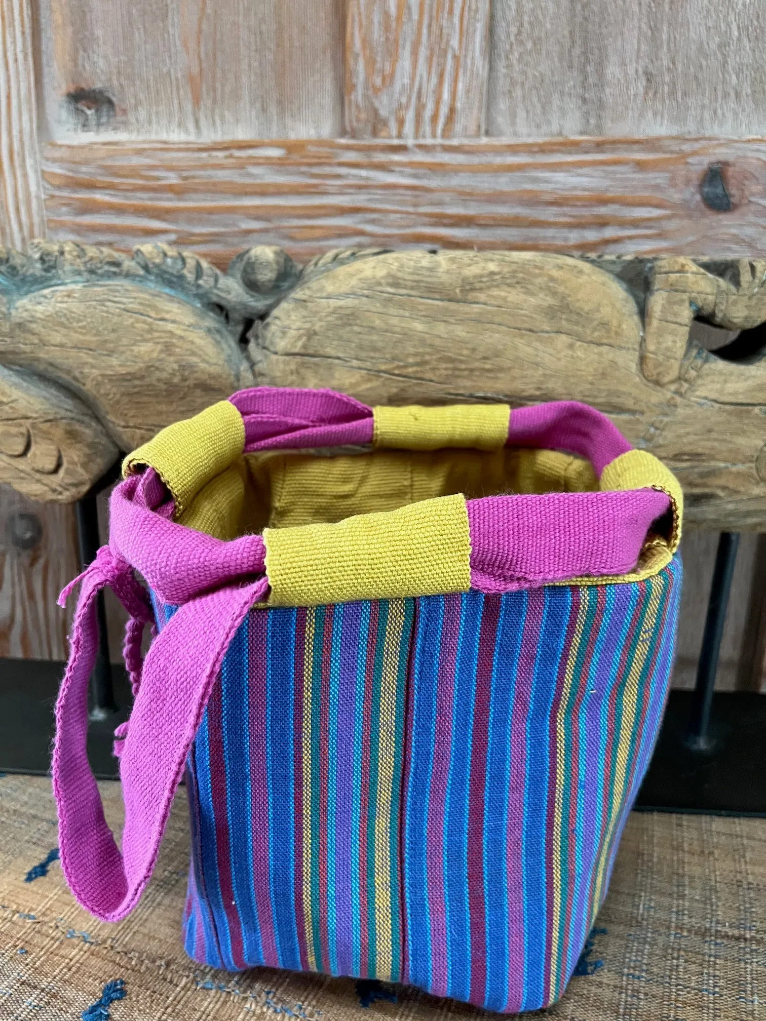 Traditional Japanese Rice Bag in Guatemalan Textiles