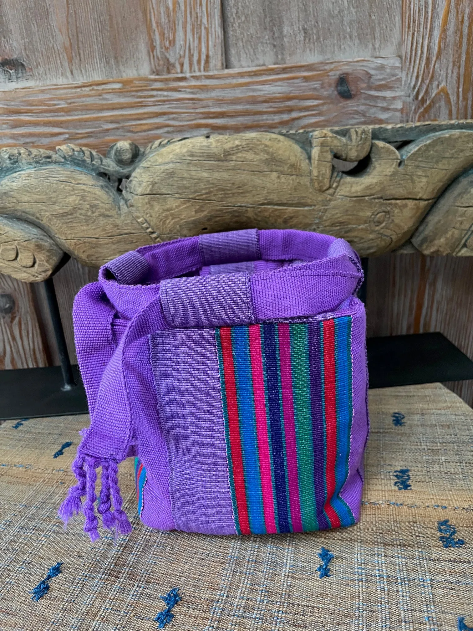 Traditional Japanese Rice Bag in Guatemalan Textiles