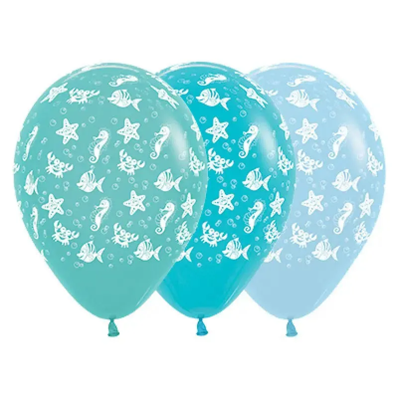 Turquoise Mix Sea Creatures Balloons - 25 Pkt