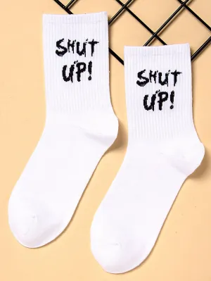 White Socks Shut Up Socks Funny Socks for Women Novelty Socks Funky Socks Gift