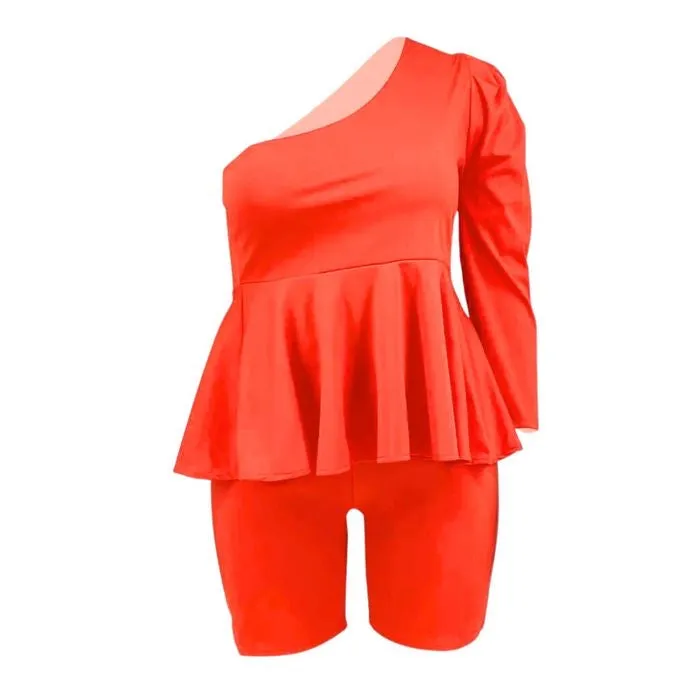 Women’s 4XL Peplum Top Shorts Set